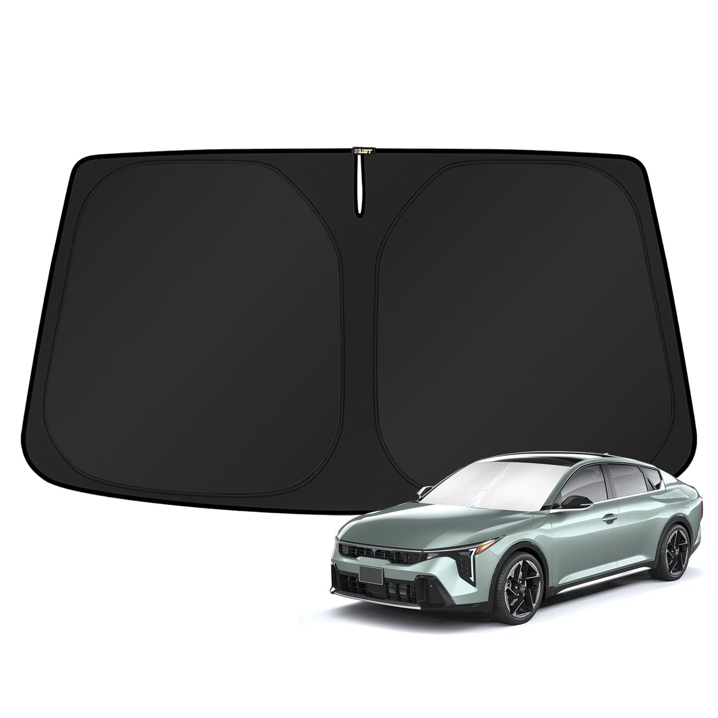 KUST Windshield Sun Shade for 2017-2026 Tesla Model Y/Model 3 Sunshade Accessories (Fit 2025-2026 Model Y Juniper / 2024 Model 3 Highland) Upgraded Foldable Sunshade, Blocks UV Rays Keep Car Cool