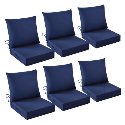 IASEAHK Outdoor Chair Cushions, 24 x 24 Inch Outdoor Cushion for Patio Furniture, Patio Chair Cushion, Waterproof & Fade Resistant Deep Patio Furniture Cushions Set with Handle and Ties, Navy Blue