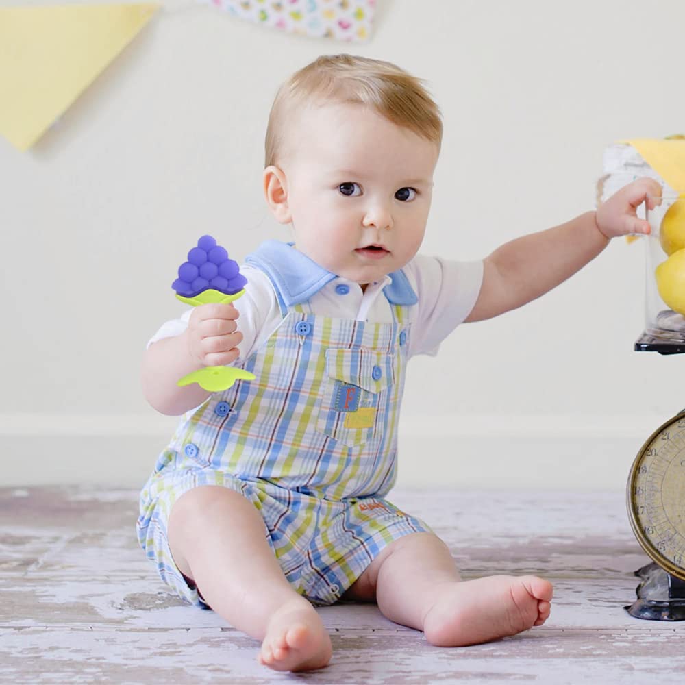 Chuya Beißspielzeug für Babys, Beißringe mit Bananen-Zahnbürste zum Zähneputzen, BPA-frei, Kauspielzeug, Silikon-Beißring für Säuglinge und Kleinkinder 0-6-12 Monate