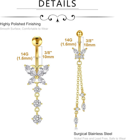MODRSA Bauchnabelringe Chirurgenstahl Bauchnabelpiercing für Frauen Bauchnabelschmuck Silber Bauchnabelring Diamant
