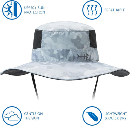 Bassdash UPF 50+ Sonnenhut zum Angeln, wasserabweisend, mit abnehmbarem Nackenschutz, große Größe
