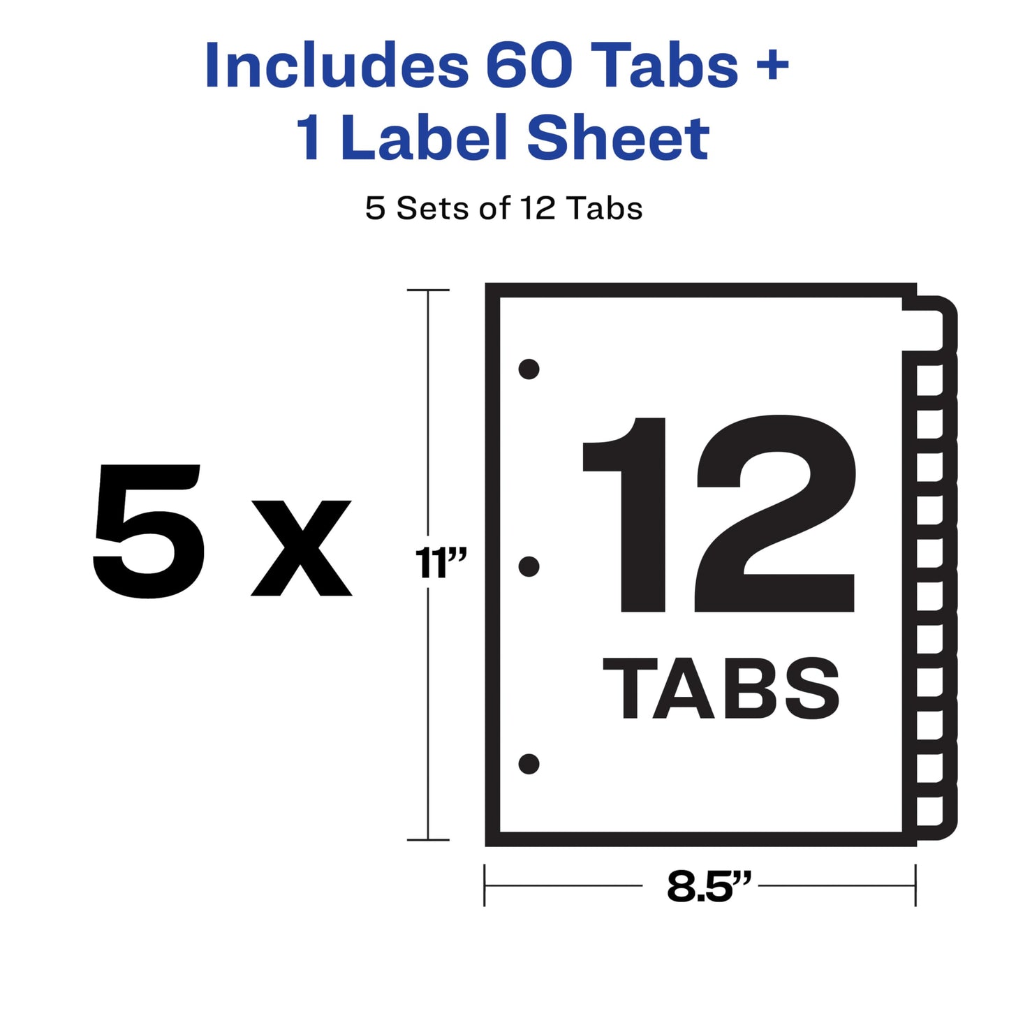 Avery 8 Tab Dividers for 3 Ring Binder, Easy Print & Apply Clear Label Strip, Index Maker Customizable Multicolor Tabs, 25 Sets (11424)