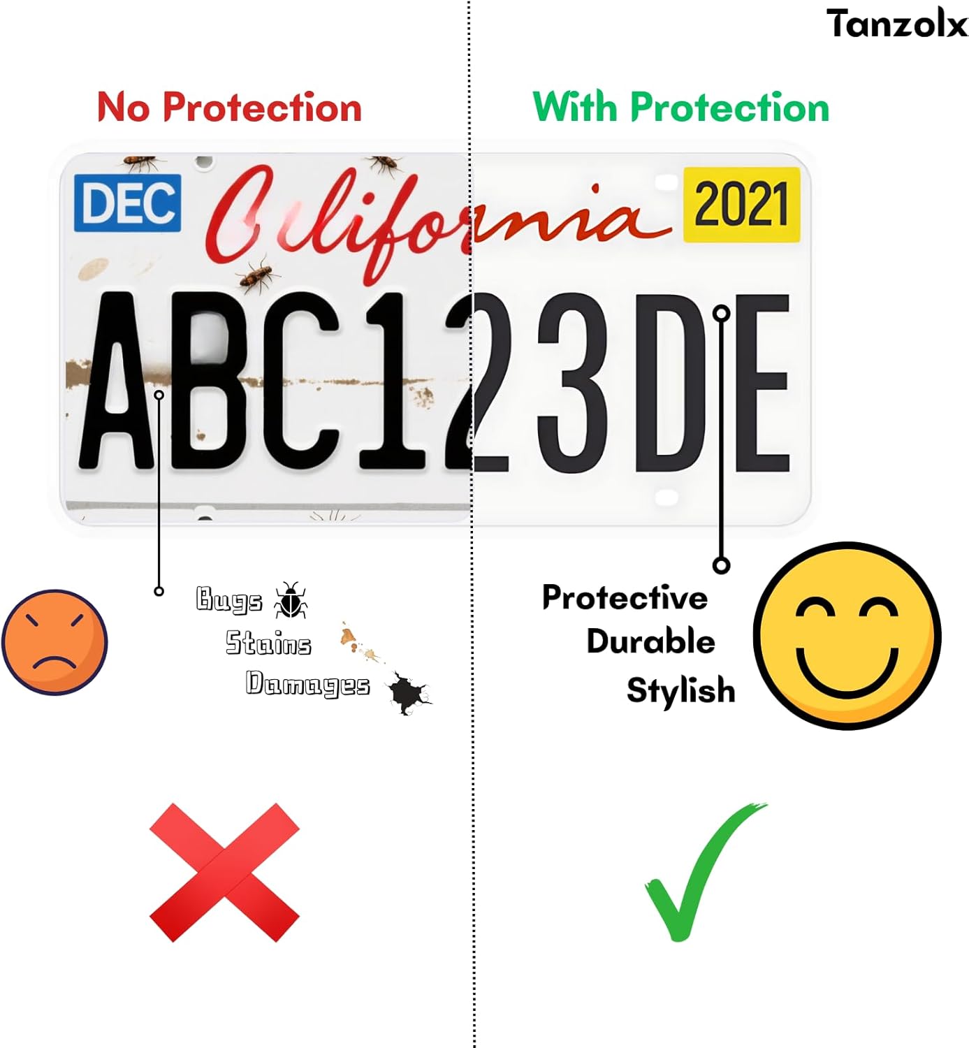 2-Pack Clear License Plate Cover, Unbreakable Bubble Shield for US/Canada Car Tag, UV Protection, Heavy Duty License Plate Protector, Universal Fit (Screws Included)