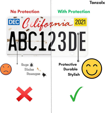 2-Pack Clear License Plate Cover, Unbreakable Bubble Shield for US/Canada Car Tag, UV Protection, Heavy Duty License Plate Protector, Universal Fit (Screws Included)