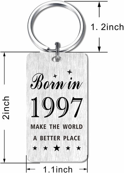Gezxin Happy Birthday Schlüsselanhänger Geschenke für Frauen Männer - Personalisierter Edelstahl Geburtstagsschlüsselanhänger - Mach die Welt zu einem besseren Ort