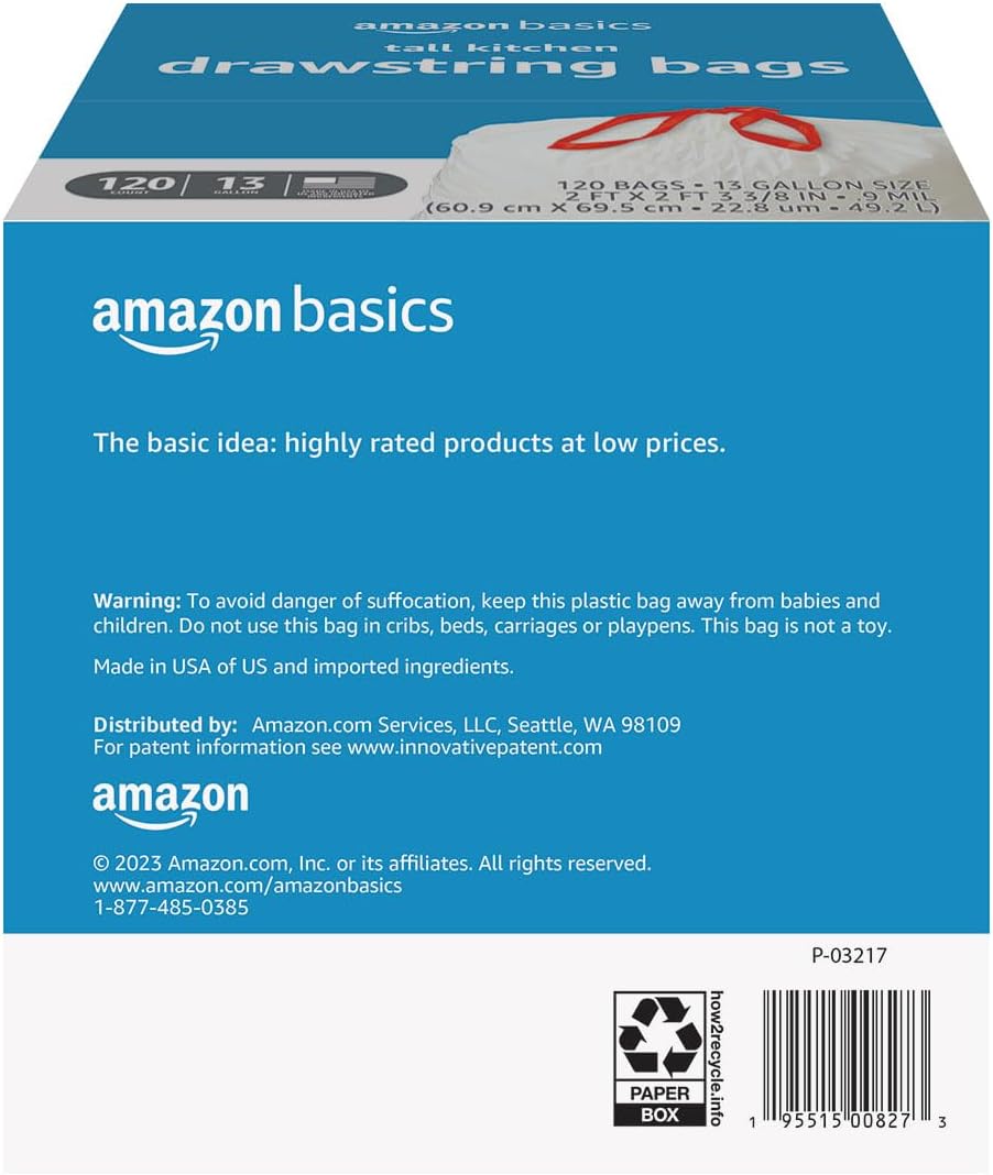 Amazon Basics Tall Kitchen Drawstring Trash Bags: A Practical Choice