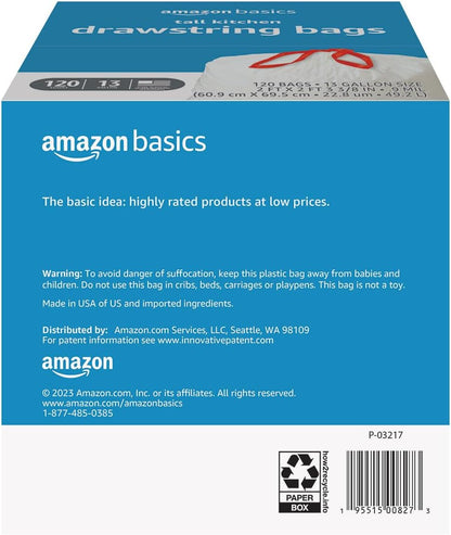 Amazon Basics Tall Kitchen Drawstring Trash Bags: A Practical Choice