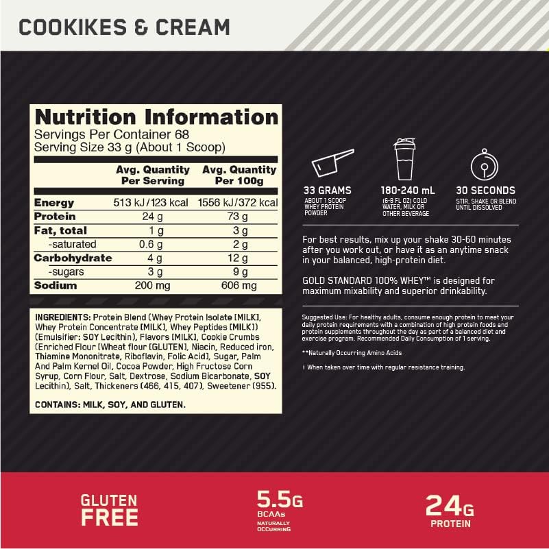 OPTIMUM NUTRITION Gold Standard 100% Whey Protein Powder, Double Rich Chocolate, 2.27kg - [packaging may vary]
