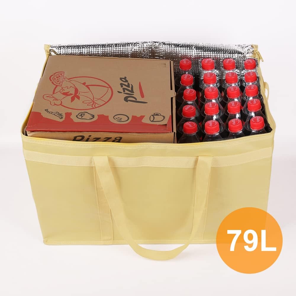 Bodaon Isolierte Essensliefertasche - Warm- & Kalthaltetransporttasche, Catering/Doordash Pizzawärmer, Einkaufstasche, Kühltasche für Partys (Schwarz-Rot, 1 St.), Ideal für den Transport warmer Speisen