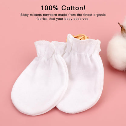 BQUBO Baby Fäustlinge Kratzschutz Handschuhe aus Baumwolle mit elastischem Bündchen Hypoallergen für Neugeborene und Babys von 0-6 Monaten Jungen und Mädchen