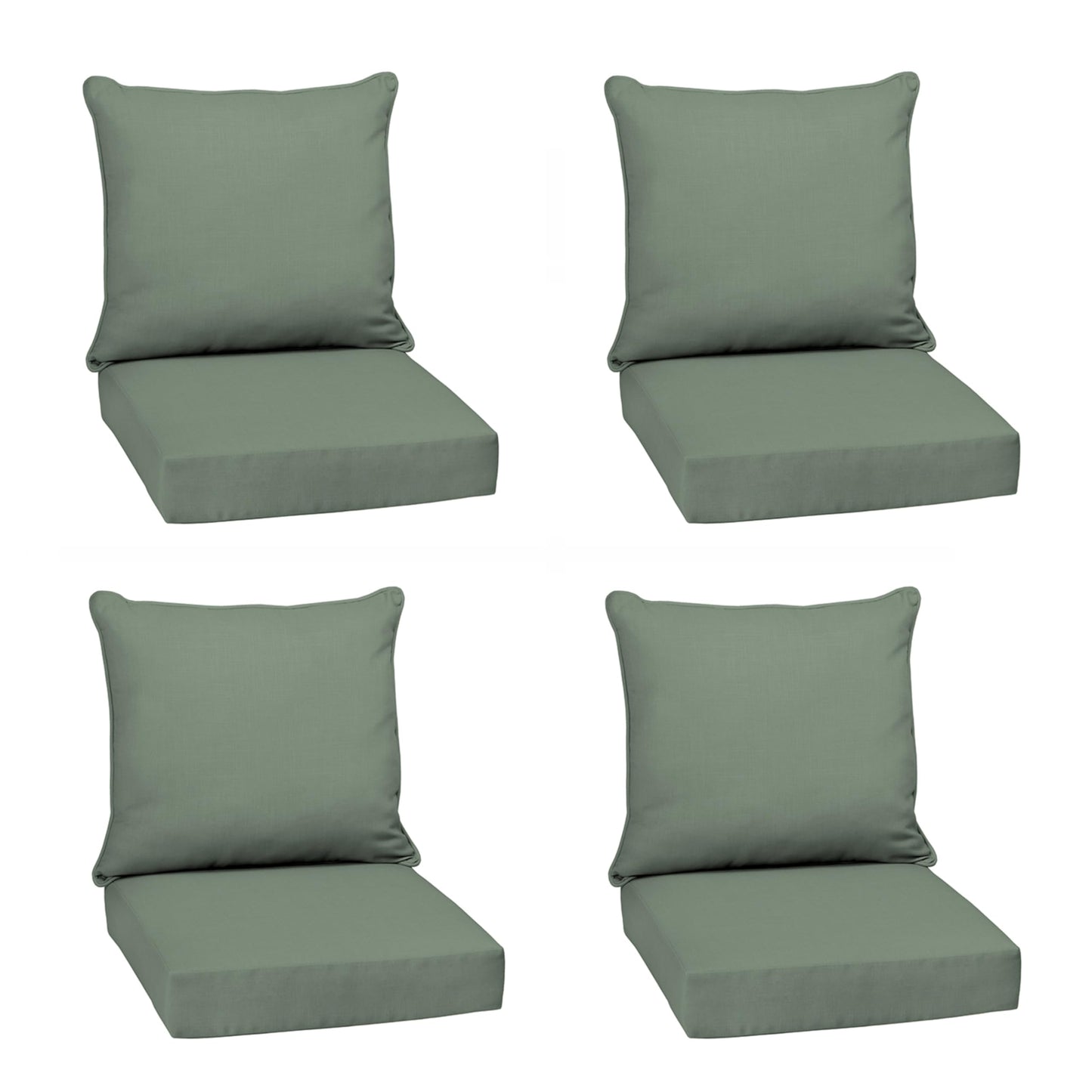 Arden Outdoor Foam Deep Seat Cushions Set, 24x24, Premium High-Density Foam, Never Flattens, Weather-Proof for Patio Chair Sofa Couch, Blue Shibori Stripe