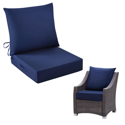 IASEAHK Outdoor Chair Cushions, 24 x 24 Inch Outdoor Cushion for Patio Furniture, Patio Chair Cushion, Waterproof & Fade Resistant Deep Patio Furniture Cushions Set with Handle and Ties, Navy Blue