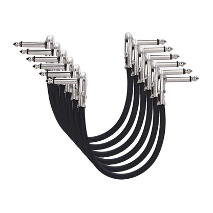Amazon Basics 1/4 Inch Right-Angle Guitar Patch Cable for Pedal Board and Effect Pedals, 6 in, 6-Pack, Black