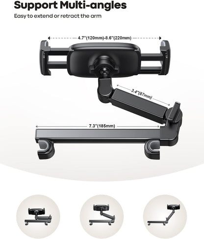 Lamicall Auto-Kopfstützenhalterung für Tablets – [Verlängerungsarm] Verstellbare iPad-Halterung für das Auto, Rücksitz, Must-haves für Roadtrips mit Kindern, 4,7-11" Tablet iPad Pro, Air, Mini, Galaxy, Fire, Schwarz