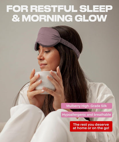 SUNDAYSILKS™ Exclusive Mulberry Silk Sleep Mask | Soft Eye Covers, Blackout Sleeping Mask for Women & Men | Silk Eye Mask for Sleep, Travel, and Relaxation | Antifaz para Dormir [Nude Champagne]