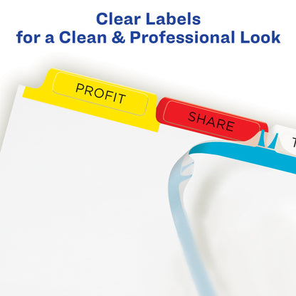 Avery 8 Tab Dividers for 3 Ring Binder, Easy Print & Apply Clear Label Strip, Index Maker Customizable Multicolor Tabs, 25 Sets (11424)
