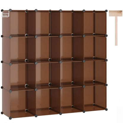 C&AHOME Cube Storage Organizer, 16-Cube Shelves Units, Plastic Storage Cubes, DIY Closet Organizer, Modular Closet Storage Shelves Ideal for Home, Bedroom, 48.4" L × 12.4" W × 48.4" H Black SUM3016H