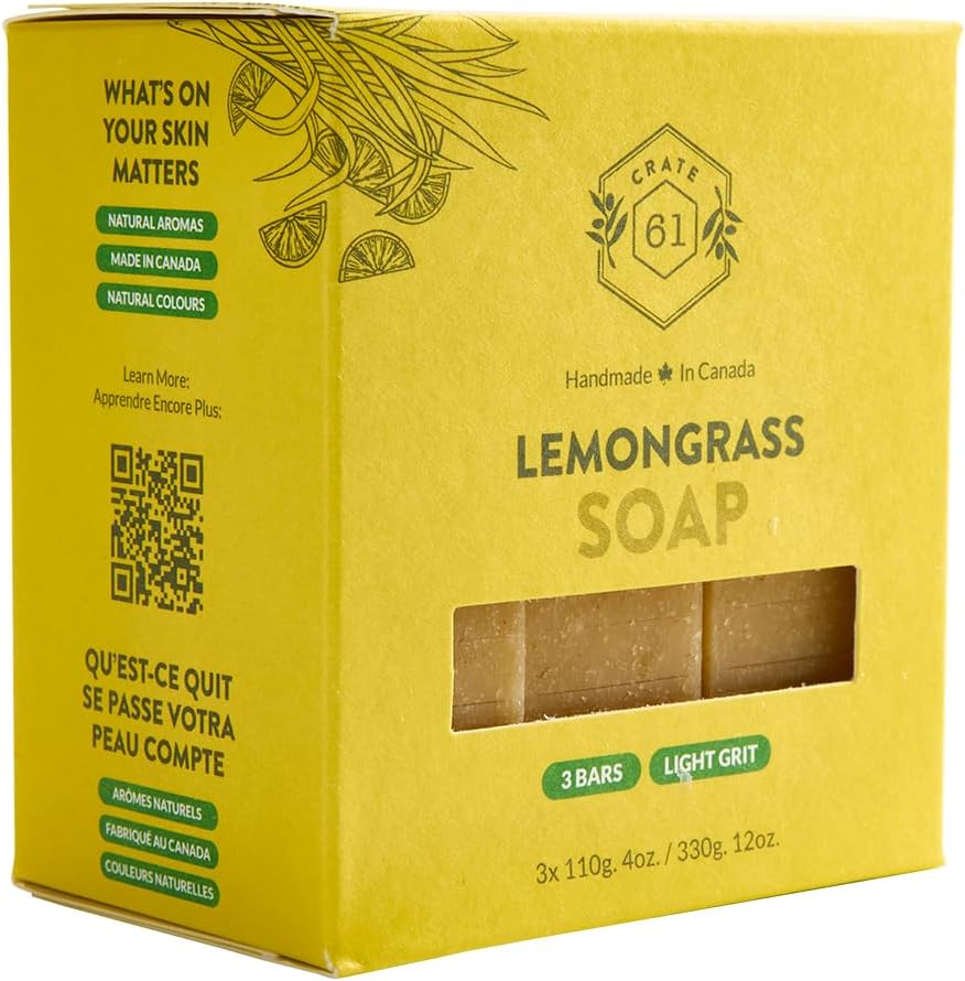 CRATE 61 ORGANICS Vegane Naturseife, handgemachte Seife mit hochwertigen ätherischen Ölen, kaltgepresst für Gesicht und Körper für Männer und Frauen, 3er-Pack (4 oz, Riegel) (Eucamint)