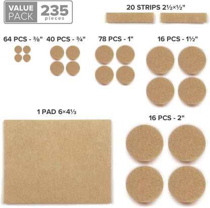 Felt Pads X-PROTECTOR - Giant 235 Pack Premium Furniture Pads. Huge Quantity Felt Furniture Pads Wood Floor Protectors for Furniture Feet – Best Hardwood Floor Protectors. Protect Your Wood Floors!