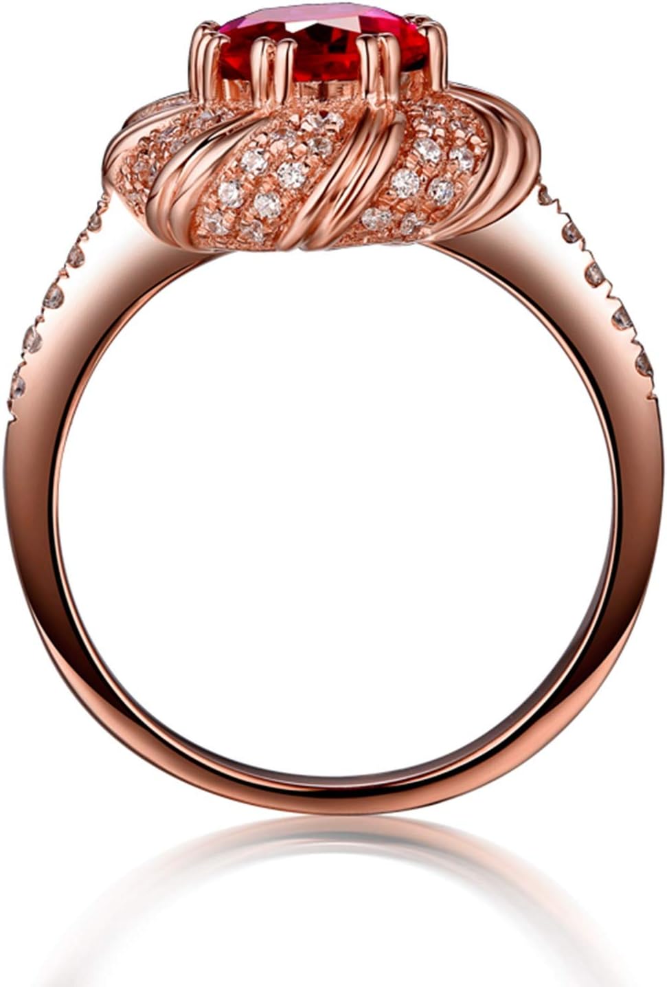 Aienid 18Ct Rose Gold Promise Ring for Friends Oval Cut Ruby with Diamond Wedding Rings for Women