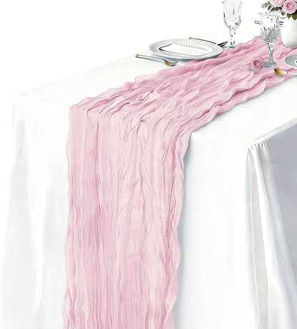 3 Pack Light Pink Cheesecloth Table Runner - Perfect for Boho Chic Decor