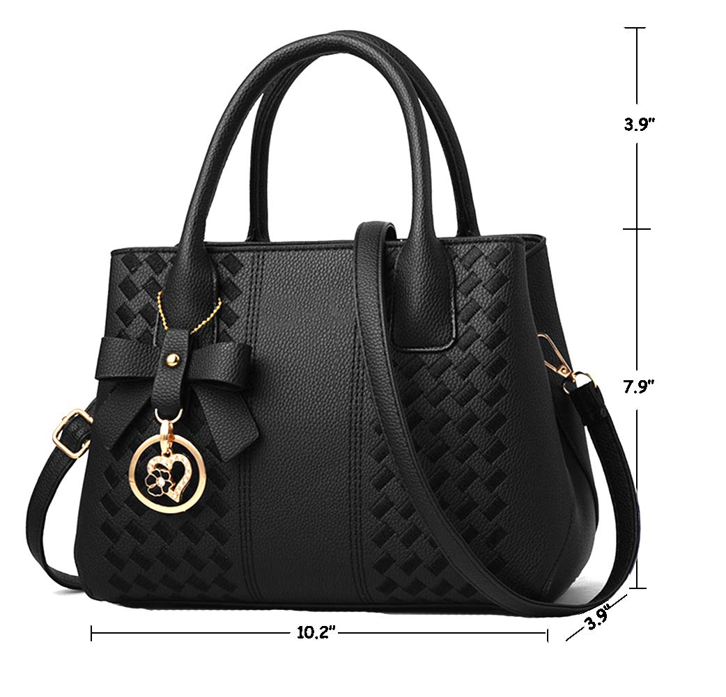 Jeniulet Geldbörsen und Handtaschen für Damen Mode Damen PU-Leder Top-Griff Satchel Schulter Tragetaschen Dunkelgrau 10.2" x 3.9" x 7.9"