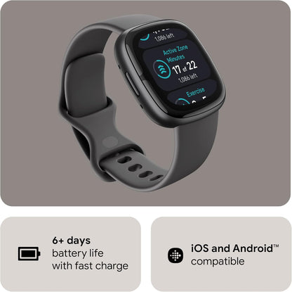 Google Fitbit Sense 2 Advanced Health and Fitness Smartwatch with Tools To Manage Stress and Sleep, Ecg App, Spo2, 24/7 Heart Rate and Gps, Shadow Grey/Graphite, One Size (S and L Bands Included)