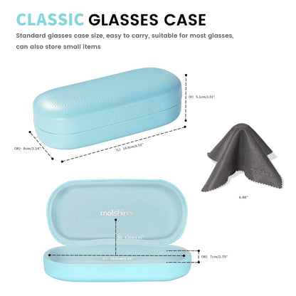 molshine Hartschalen-Leder-Sonnenbrillenetui, klassisches großes Brillenetui für Damen und Herren, Sonnenbrille (Schwarz)