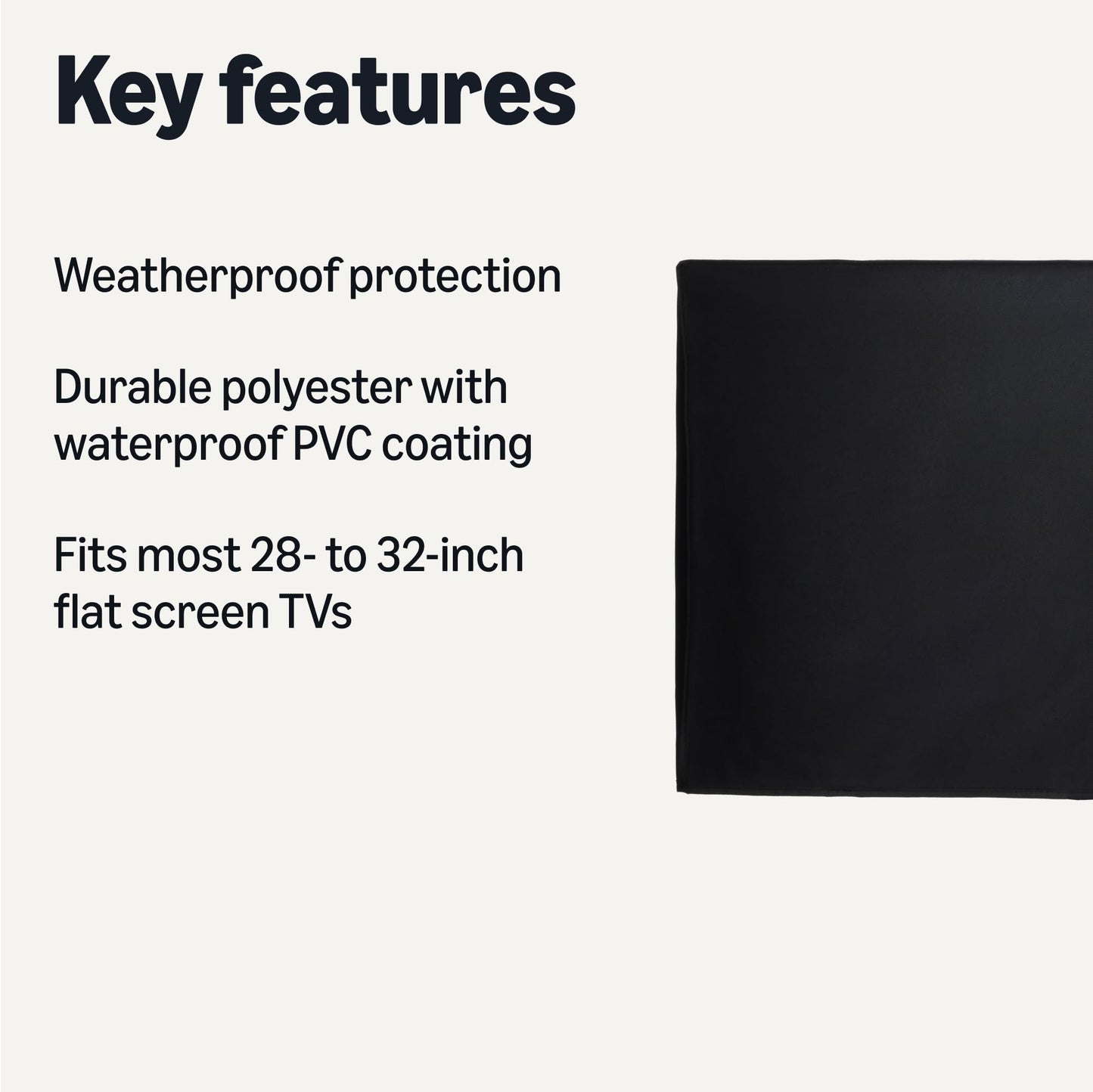 Amazon Basics Waterproof Outdoor TV Cover for 48" - 50" Flat Screen TVs, Fits up to 47"L x 29.7"H, Black