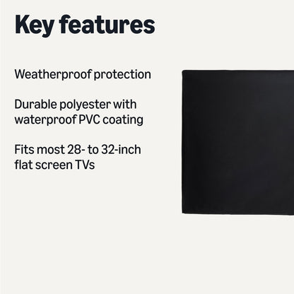 Amazon Basics Waterproof Outdoor TV Cover for 48" - 50" Flat Screen TVs, Fits up to 47"L x 29.7"H, Black