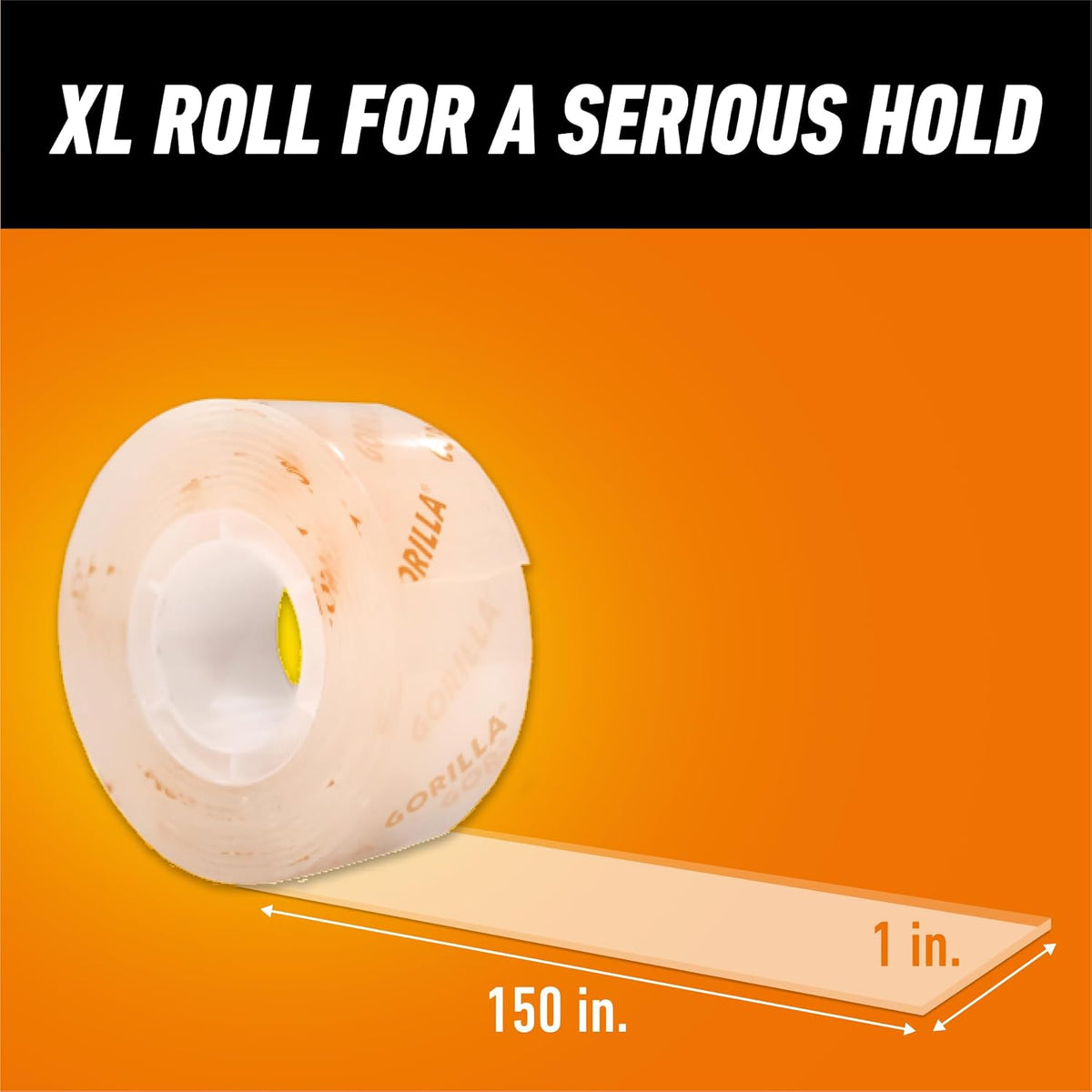 Gorilla Tough & Clear Double Sided Mounting Tape, Hanging, Instant 15lb Strong Hold, Permanent Bond, Weatherproof, 1 in x 60 in, Clear, (Pack of 1), 6065101 (Packaging May Vary)