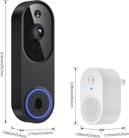 Orbitell 1080p Wireless Wi-Fi Video Doorbell Camera with Two Way Audio, Night Vision, Cloud Storage, Smart AI Motion Detection, Support 2.4GHz Wi-Fi only