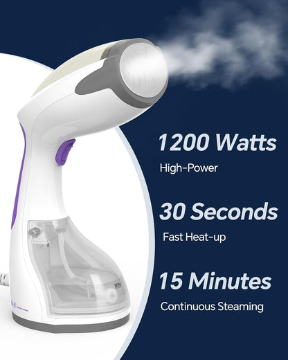 BEAUTURAL 1200-Watt Handheld-Dampfglätter für Kleidung, 30 Sekunden Aufheizzeit, 260 ml Wassertank, Aqua