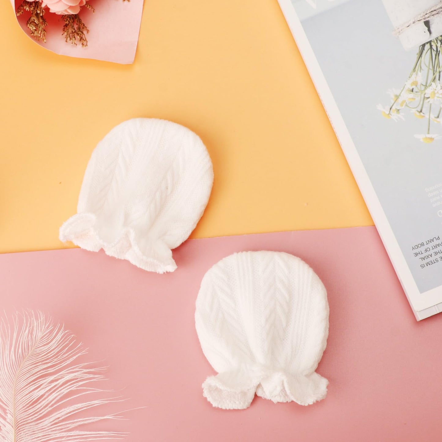 BQUBO Baby Fäustlinge Kratzschutz Handschuhe aus Baumwolle mit elastischem Bündchen Hypoallergen für Neugeborene und Babys von 0-6 Monaten Jungen und Mädchen