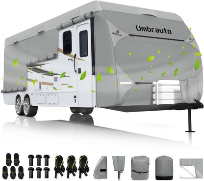 Umbrauto Class C RV Cover Fits 29-32’, Class C Motorhome Camper Cover, Heavy Duty 7 Layers Top Windproof Breathable RV Cover with 3Pcs Extra Straps, Adhesive Repair Patches, 6 Gutter Covers