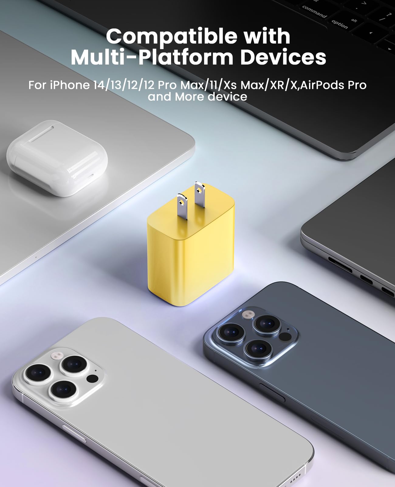 iPhone Ladegerät Schnelllade-2er-Pack Typ C Wandladegerät mit 2er-Pack [1,8 m & 3 m] langem USB C auf Lightning Kabel für iPhone 14/13/12/12 Pro Max/11/Xs Max/XR/X, AirPods Pro