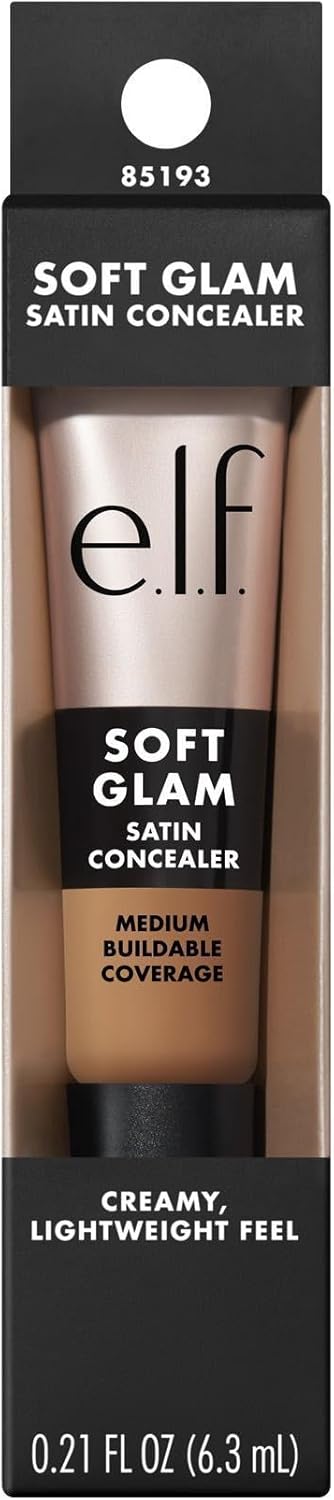 e.l.f. Soft Glam Satin Concealer, Mittlere Deckkraft für Unreinheiten & Unteraugen, knitterfest, langanhaltend, vegan & tierversuchsfrei, 10 Fair Cool