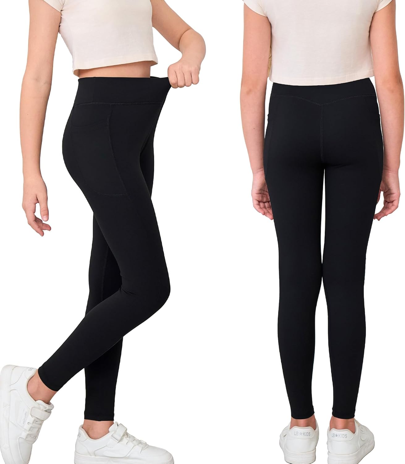 Mädchen Crossover-Yoga-Hose, Sport-Leggings für Kinder mit Taschen, Teenager-Mädchen Tanz- und Workout-Leggings