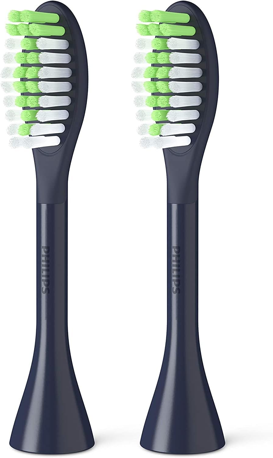 Philips One by Sonicare Ersatzbürstenköpfe, 2er-Pack, Schwarz, Kompatibel mit Philips One elektrische Zahnbürste, BH1022/06