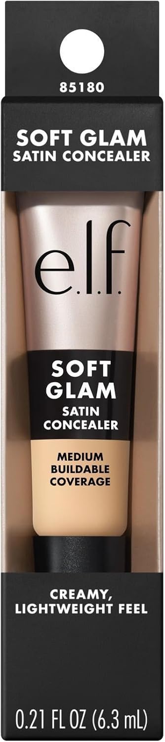 e.l.f. Soft Glam Satin Concealer, Mittlere Deckkraft für Unreinheiten & Unteraugen, knitterfest, langanhaltend, vegan & tierversuchsfrei, 10 Fair Cool