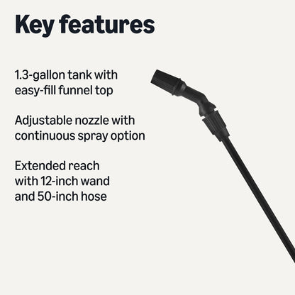Amazon Basics Garden Sprayer for Gardens and Flower Beds, 1.3 Gallon (5L) Capacity with Extension Wand