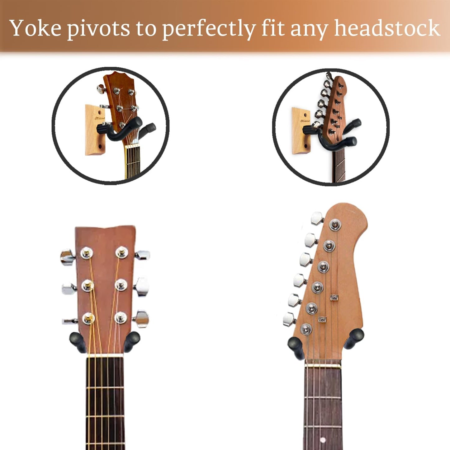 Gitarren-Wandhalterung, 2er-Pack, Gitarrenbügel aus schwarzem Nussbaumholz, U-förmige Gitarren-Wandhalterung, Gitarrenhalter-Hakenständer für Akustik-, E-Gitarre, Banjo,, Bass, Geschenk für Gitarristen, Männer, Jungen