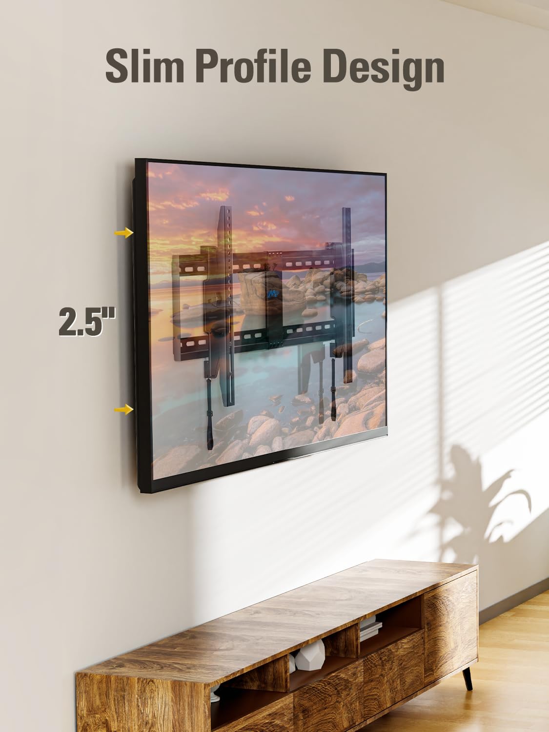 Mounting Dream TV-Wandhalterung für die meisten 37-75-Zoll-Fernseher, universelle neigbare TV-Halterung passend für 16", 18", 24" Ständer mit Tragkraft 132lbs, Max Vesa 600 x 400mm, flache TV-Wandhalterung mit niedrigem Profil