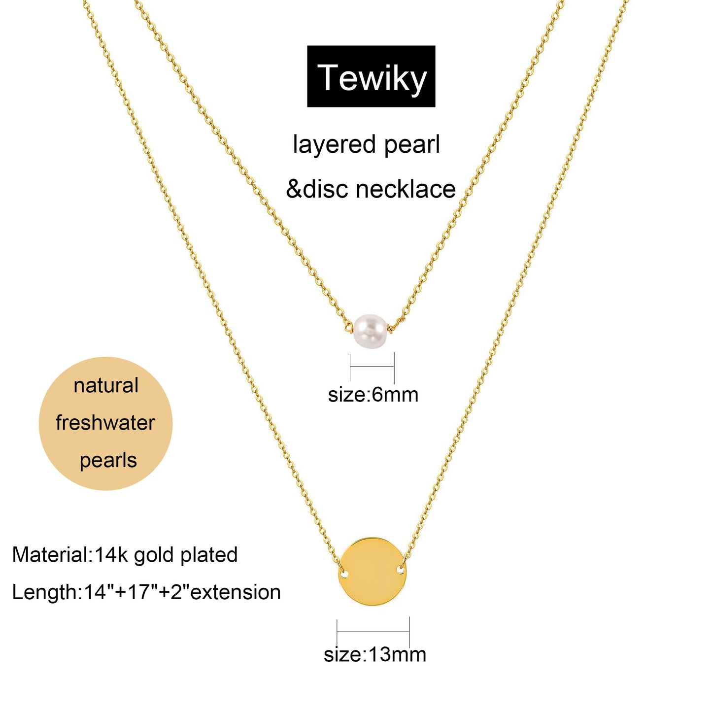 Tewiky Dainty 14k Gold Plated/Silver Cubic Zirconia Necklaces for Women, Simple CZ Jewelry Necklaces Trendy Gifts