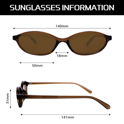GUVIVI Retro Ovale Sonnenbrille für Damen Chic Cat Eye 90er Jahre Sonnenbrille Leichte Schmale Sonnenbrille Trendiger UV-Schutz Sonnenbrille