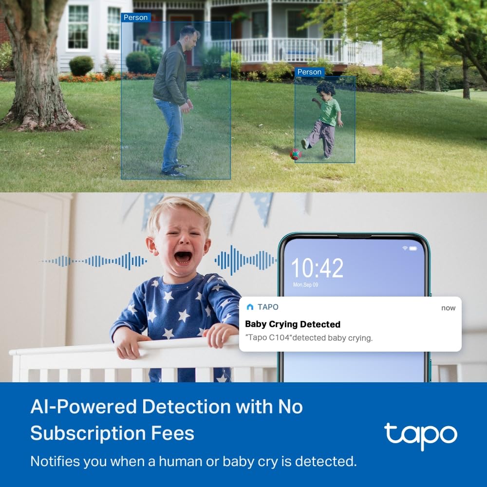 Tapo 1080P Indoor Wired Security Camera - Works as a Baby Monitor & Pet Camera, Motion Detection, 2-Way Audio, Siren, Night Vision, Subscription-Free Local Storage or Optional Cloud, C101