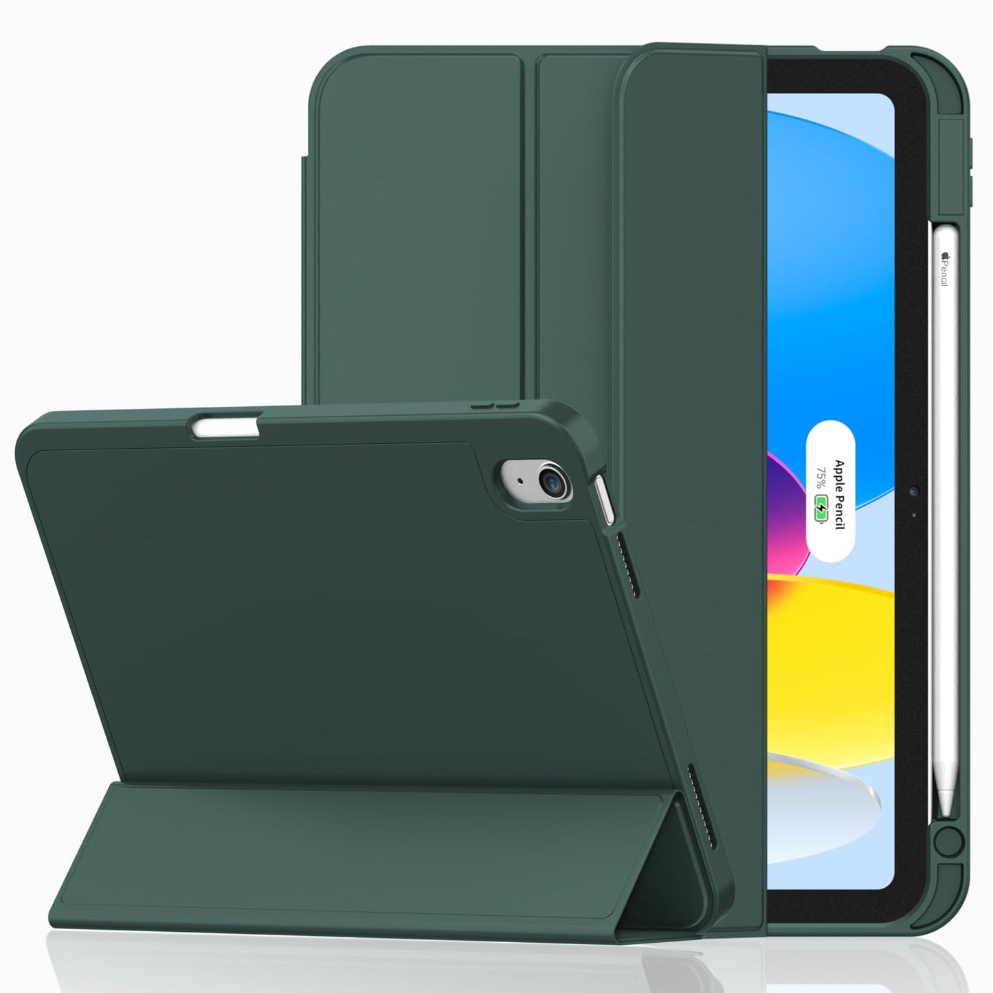 iMieet Case for iPad (A16)/iPad 10th Generation [11-Inch 2025/10.9 Inch 2022], Trifold Stand Smart Cover with Pencil Holder and Soft TPU Back, Supports Touch ID(Black)