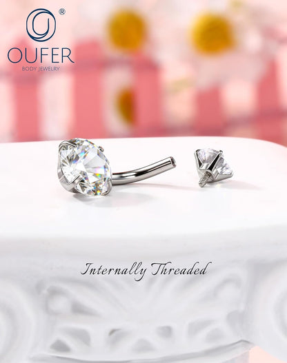 OUFER 5x Bauchnabelpiercings baumelnd – 14G Chirurgischer Stahl Bauchnabelpiercing, Hypoallergener Bauchnabelring mit Zirkonia Schmetterling Blume Tropfen Langhantel für Strand, Festival, Fitnessstudio
