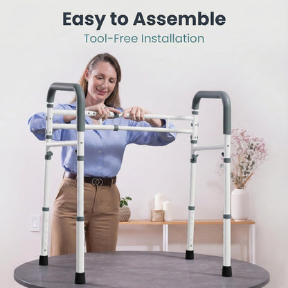 PELEGON Toilet Safety Rails (350 lb) - Adjustable Toilet Safety Frame & Rails, Toilet Safety Rail for Elderly Adults, Toilet Handles for Seniors, Toilet Bars for Elderly & Handicap