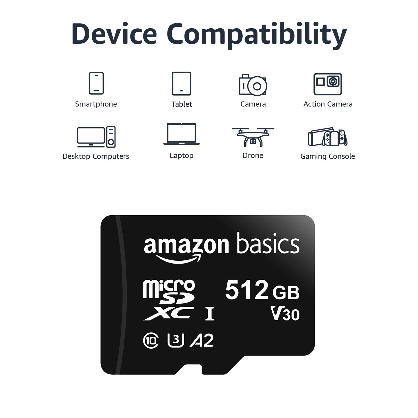 Amazon Basics microSDXC Speicherkarte mit Full-Size Adapter, A2, U3, Lesegeschwindigkeit bis zu 100 MB/s, 128 GB, Schwarz
